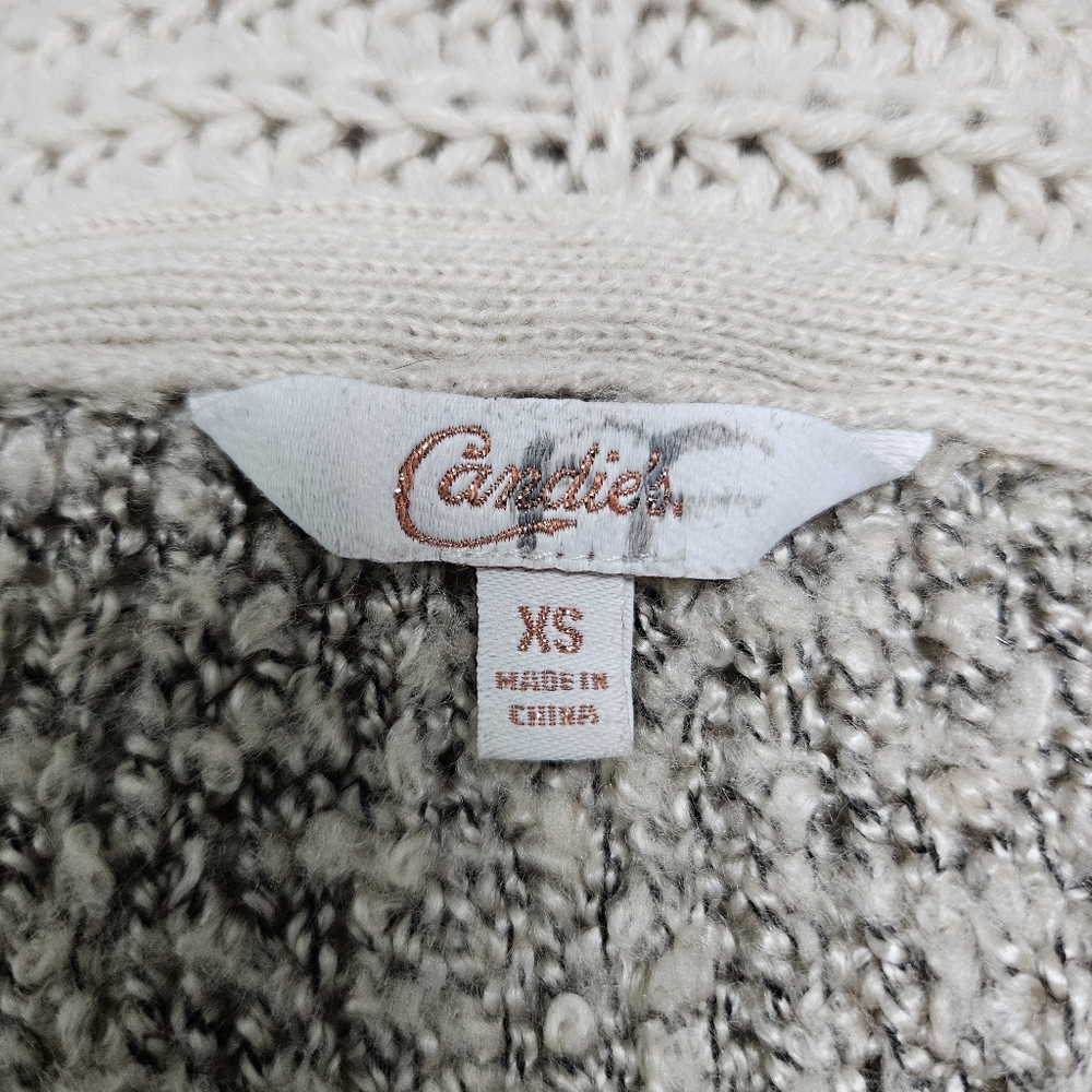 Candie's Cardigan Cream Neutral Sweater Minimalist Pockets XS - Picture 10 of 12